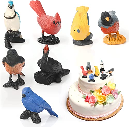 Norhogo 7 Stück Mini Vogelfiguren, Realistische Vögel Tierfiguren, Vögel Kuchen Cupcake Topper, Vögel Tortendeko, Vögel Kuchen Cupcake Topper für Baby Kinder Geburtstage Party von Norhogo