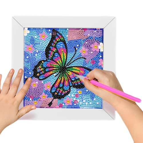 Norhogo Schmetterlings-Diamant-Malerei-Set mit Rahmen, diamond painting mädchen, diamond painting kinder ab 6, 5D Diamond Painting Schmetterling-Set für Geschenk Home Room Wanddekoration 18x18 cm von Norhogo