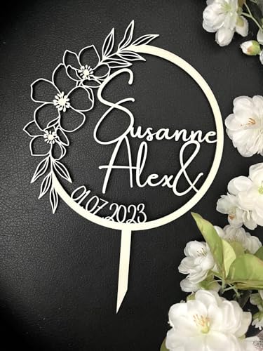 NoriKids Cake-Topper personalisiert & handgefertigt | Tortenstecker aus Acryl | Tortendeko Hochzeit | Kranz mit filigranen Blumen & Namen | individuelle Hochzeitsdeko | personalisierte Geschenke NoriKids Cake-Topper personalisiert & handgefertigt | Tortenstecker aus Acryl | Tortendeko Hochzeit | Kranz mit filigranen Blumen & Namen | individuelle Hochzeitsdeko | personalisierte Geschenke von NoriKids