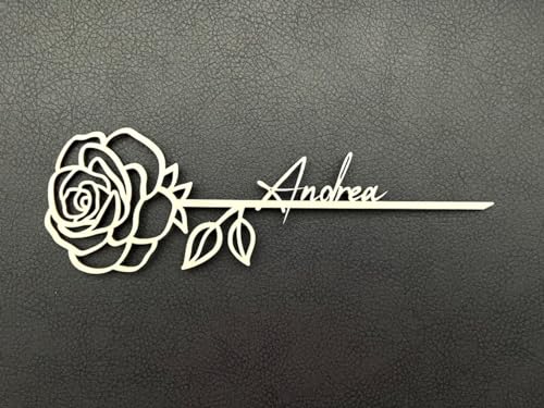 NoriKids Platzkarten Hochzeit & Jubiläum | Tischkarten in Form einer filigranen Rose aus Holz (17cm) | mit Namen der Gäste | Deko & Mitgebsel | personalisierte Gastgeschenke von NoriKids
