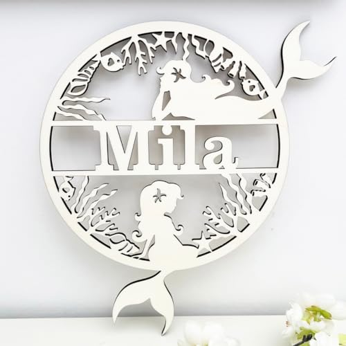 NoriKids Türschild aus Holz & individuellem Namen | Namensschilder für die Tür | Schild für Kinderzimmer & Zimmertür | Motiv Meerjungfrauen | personalisierte Geschenke NoriKids Türschild aus Holz & individuellem Namen | Namensschilder für die Tür | Schild für Kinderzimmer & Zimmertür | Motiv Meerjungfrauen | personalisierte Geschenke von NoriKids