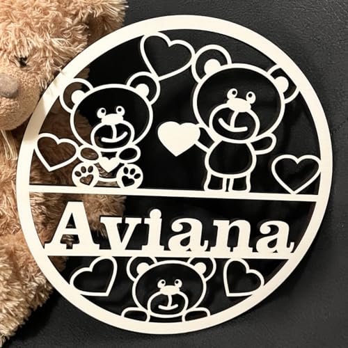 NoriKids Türschild aus Holz & individuellem Namen | Namensschilder für die Tür | Schild für Kinderzimmer & Zimmertür | Motiv Teddybär | personalisierte Geschenke NoriKids Türschild aus Holz & individuellem Namen | Namensschilder für die Tür | Schild für Kinderzimmer & Zimmertür | Motiv Teddybär | personalisierte Geschenke von NoriKids