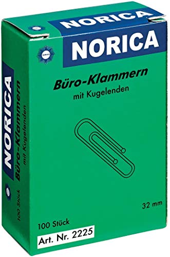 NORICA 2225 Büroklammern 32 mm verzinkt rund (32 mm) (32 mm | 1000 Stück) von Norica