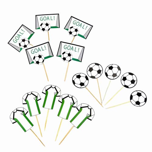 Norinoya Geburtstags-Cupcake-Topper, Kuchendekorationen für Kinder, Mädchen, Jungen, Geburtstagsparty-Zubehör, Babyparty, Party-Dekorationen (Fußball, 15) von Norinoya