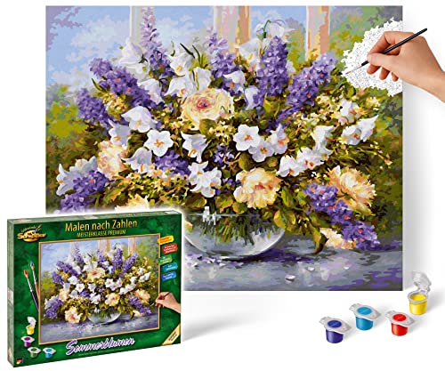 Schipper NOR17176 609130717 Malen nach Zahlen, Sommerblumen - Bilder malen für Erwachsene, inklusive Pinsel und Acrylfarben, 40 x 50 cm von Noris