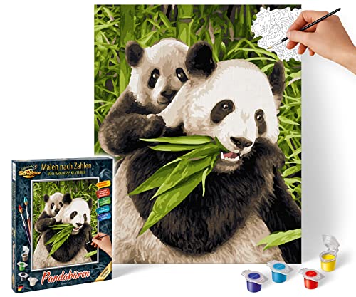 Schipper 609240712 Malen nach Zahlen - Pandabären - Bilder malen für Erwachsene, inklusive Pinsel und Acrylfarben, 24 x 30 cm von Schipper