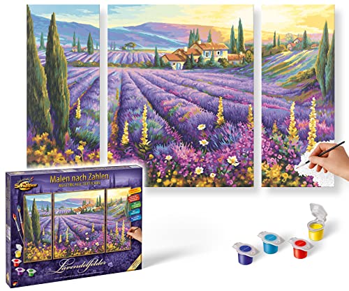 Schipper 609260604 Malen nach Zahlen, Lavendelfelder - Bilder malen für Erwachsene, inklusive Pinsel und Acrylfarben, Triptychon, 50 x 80 cm Schipper 609260604 Malen nach Zahlen, Lavendelfelder - Bilder malen für Erwachsene, inklusive Pinsel und Acrylfarben, Triptychon, 50 x 80 cm von Schipper