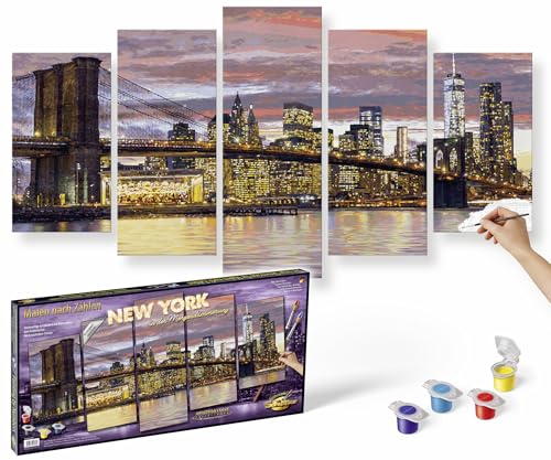 Schipper 609450806 Malen nach Zahlen - New York in der Morgendämmerung - Bilder malen für Erwachsene, inklusive Pinsel und Acrylfarben, Meisterklasse Polyptychon - Profi-Edition, 132 x 72 cm Schipper 609450806 Malen nach Zahlen - New York in der Morgendämmerung - Bilder malen für Erwachsene, inklusive Pinsel und Acrylfarben, Meisterklasse Polyptychon - Profi-Edition, 132 x 72 cm von Schipper