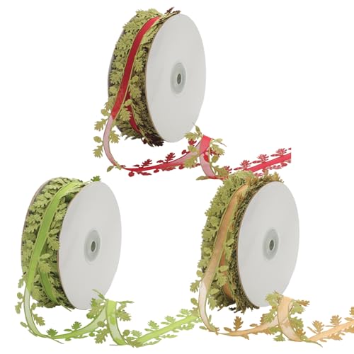 Norme 3 Rollen 22 Meter Blattbänder, künstliches grünes Blattband, Kranzherstellung, Geschenk für Girlande, Verpackung, Basteln, Party, Hochzeit, Heimdekoration, 3 Farben Norme 3 Rollen 22 Meter Blattbänder, künstliches grünes Blattband, Kranzherstellung, Geschenk für Girlande, Verpackung, Basteln, Party, Hochzeit, Heimdekoration, 3 Farben von Norme
