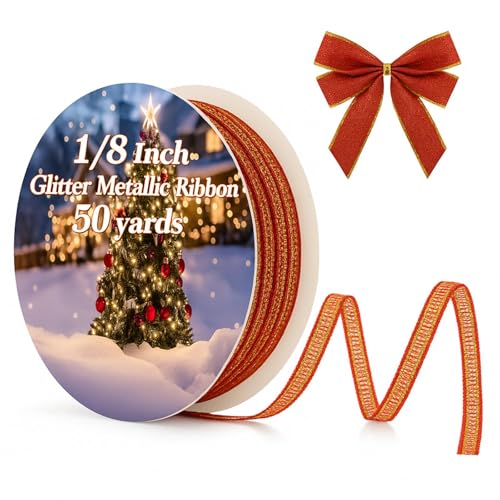 Norme Glitzer-Metallband für Bastelarbeiten, 45,7 m, glitzerndes Nähstoffband, Geschenkverpackung, für Weihnachten, Hochzeit, Geburtstag, Babyparty, Rot, 0,3 cm Norme Glitzer-Metallband für Bastelarbeiten, 45,7 m, glitzerndes Nähstoffband, Geschenkverpackung, für Weihnachten, Hochzeit, Geburtstag, Babyparty, Rot, 0,3 cm von Norme