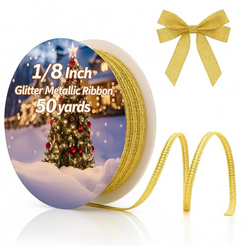 Norme Glitzer-Metallband für Bastelarbeiten, 45,7 m, glitzerndes Nähstoffband, Geschenkverpackung, für Weihnachten, Hochzeit, Geburtstag, Babyparty, goldfarben, 0,3 cm Norme Glitzer-Metallband für Bastelarbeiten, 45,7 m, glitzerndes Nähstoffband, Geschenkverpackung, für Weihnachten, Hochzeit, Geburtstag, Babyparty, goldfarben, 0,3 cm von Norme
