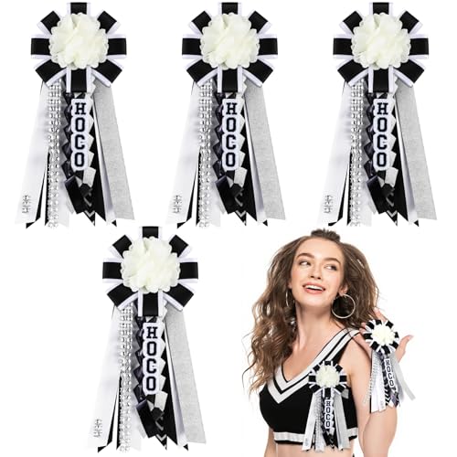 Norme Mini-Heimkehr-Dekoration für Mütter, 15 cm, Handblumen-Zubehör-Set für 2025, Schulanfang, Partyzubehör, Schwarz, 4 Stück von Norme
