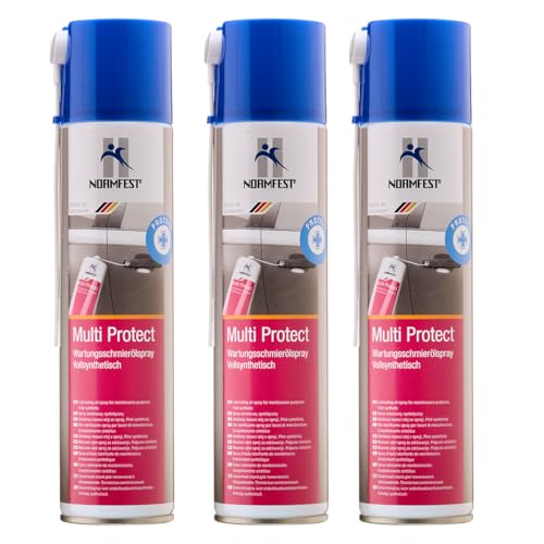 Normfest Multi Protect – Vollsynthetisches Wartungsschmieröl mit PTFE- und Keramikzusätzen, wasserabweisend und temperaturbeständig von –30 °C bis +200 °C, 3x 400ml Normfest Multi Protect – Vollsynthetisches Wartungsschmieröl mit PTFE- und Keramikzusätzen, wasserabweisend und temperaturbeständig von –30 °C bis +200 °C, 3x 400ml von Normfest