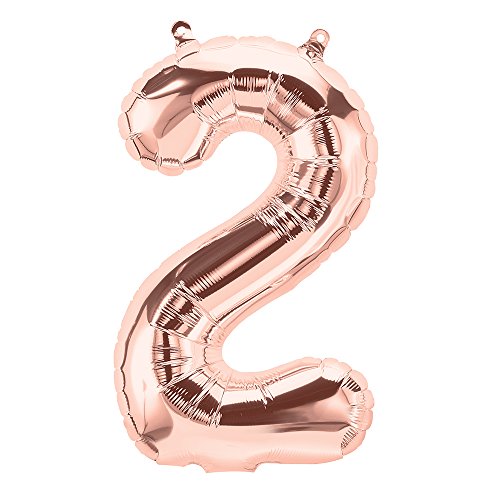 2 Rosegold 16 Zoll Zahl - verpackt Folienballons von Northstar Balloons
