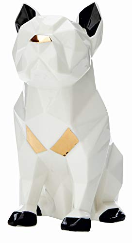 Northpoint LED Dekofigur Bulldogge Farbig Tierwelt aus Porzellan im geometrischem Design warmweißes Licht mit Timerfunktion Batteriebetrieben von Northpoint