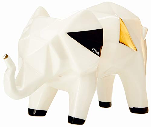 Northpoint LED Dekofigur Elefant Farbig Tierwelt aus Porzellan im geometrischem Design warmweißes Licht mit Timerfunktion Batteriebetrieben von Northpoint