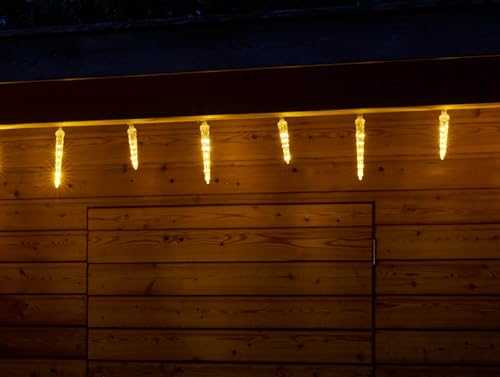 Northpoint LED Eiszapfen Lichterkette für Innen und Außen mit Timerfunktion 3,6m lang 10m Zuleitungskabel Zapfen Warmweiß von Northpoint