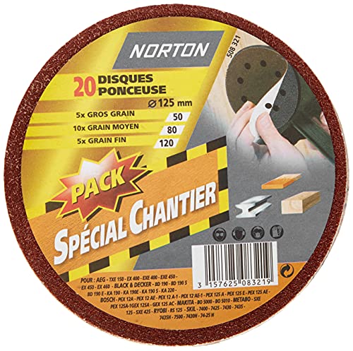 Norton Schleifscheiben, selbstklebend, 12,5 cm, verschieden Körnungen, 20 Stück von Norton