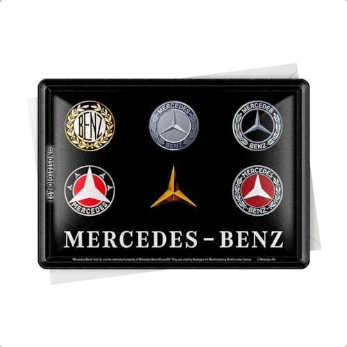 Nostalgic-Art Retro Blechpostkarte, 10 x 14 cm, Mercedes-Benz – Logo Evolution – Geschenk-Idee für Mercedes-Fans, Original Lizenzprodukt (OLP), Postkarte aus Metall, Mini-Blechschild als Grußkarte Nostalgic-Art Retro Blechpostkarte, 10 x 14 cm, Mercedes-Benz – Logo Evolution – Geschenk-Idee für Mercedes-Fans, Original Lizenzprodukt (OLP), Postkarte aus Metall, Mini-Blechschild als Grußkarte von Nostalgic-Art