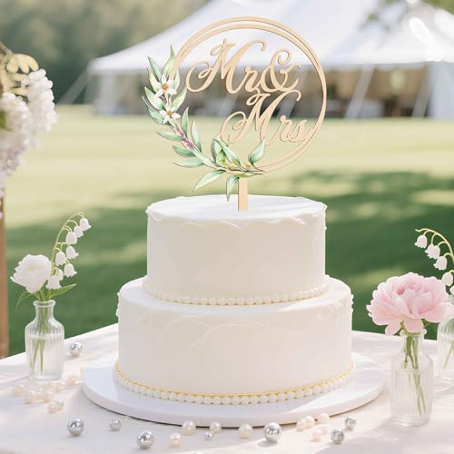 Mr & Ms Hochzeitstortendekoration aus Holz, geeignet für Bräutigam und Braut, Verlobung und Hochzeitstortendekoration von Notbadsys