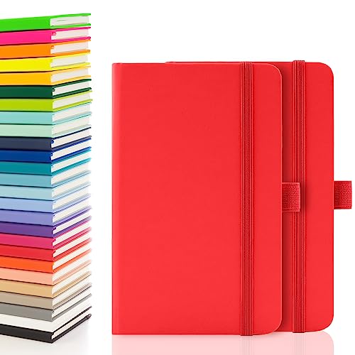Notes London 2 x A6 Notizbücher, Doppelpack mit linierten Seiten, Stiftschlaufe und erweiterbarer Papiertasche, gebundenes Tagebuch, neuer Notizblock, Notizbuch, Notizen (Rot) von Notes London