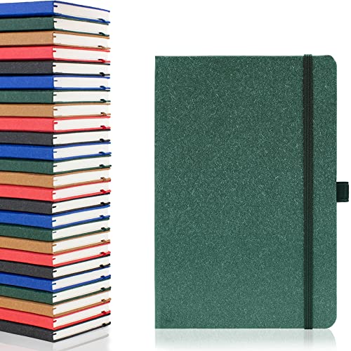 Notes London umweltfreundliches Öko-Notizbuch im A5 Format mit linierten Seiten und Datumsmarkierungen, 100% Recyclingpapier, Band, Stiftschlaufe und Einfassungsband (Grün) von Notes London
