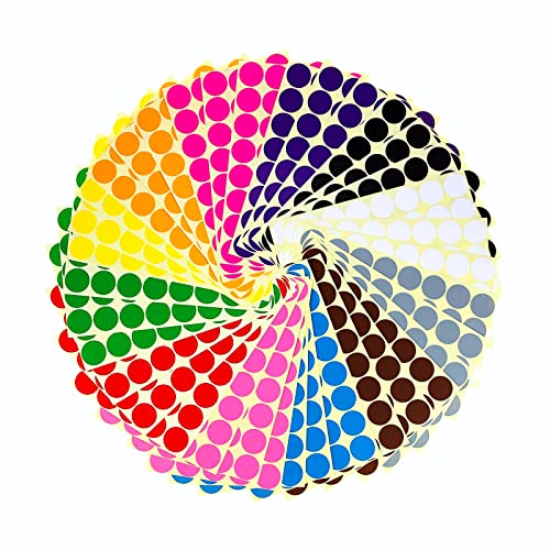 Farbige Punkte,19mm Punkt-Aufkleber 14 Farben Klebepunkte Runde Dot Aufkleber für Farbkodierungskalender, DVDs, Color label 19mm von Nothers