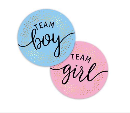 Gender Reveal Stickers für Partyeinladungen und Abstimmungsspiele, 120pcs Team Boy und Team Girl Labels mit Goldfolie für Reveal Partys und Baby Showers (Pink, Blau) von Nothers