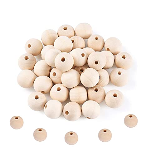 Holzperlen 20mm,100 Stück Natürliche Runde Holzperlen Set Natürliche Farbe Perlen für Schmuck Handwerk Herstellung von Nothers
