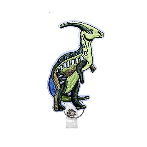 Jurassic Parasaurolophus Dinosaurier Abzeichen Rolle einziehbarer Kartenhalter Alligator Clip mit Jacke Jeans Abzeichen Schlüsselanhänger Kleidung Zubehör (R081) von Nothers