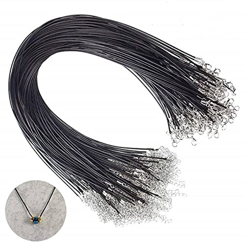 Lederband Schwarz,50 Stück Lederband Kette mit Verschluss für DIY Halsketten-Armband-Schmuckherstellung 1,5 mm von Angelkiss