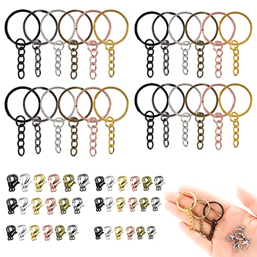 XSHAO 96 Stück Schlüsselringe mit Kette, 6 Farben Schlüsselring mit Kette und Spaltring für Schlüssel Handwerk Kosmetik Schmuck DIY Schlüsselanhänger von Nothers