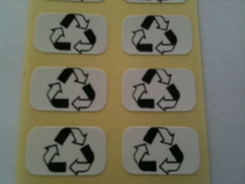 Recycle Logo Selbstklebende Etiketten, 1000 schwarze Drucke auf weißem Etikett, 15 x 10 mm von Notice Board Store