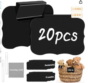 10 Stück Etikettenhalter Schwarz - Mit 2 wiederbeschreibbaren Weißboardstiften & 1 Reinigungstuch, abnehmbare Clips - Ideal für Lagerung, Regale & Büros von Notoke