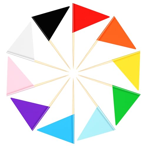 100 Stück Leere Zahnstocher Flaggen, Bunt Cupcake Topper Flaggen, Mini Triangle Flaggenpicker, Zahnstocher Papierfähnchen, mit beschreibbarer Oberfläche,für Party Kuchen Buffet Cocktail Vor (10 Farbe) 100 Stück Leere Zahnstocher Flaggen, Bunt Cupcake Topper Flaggen, Mini Triangle Flaggenpicker, Zahnstocher Papierfähnchen, mit beschreibbarer Oberfläche,für Party Kuchen Buffet Cocktail Vor (10 Farbe) von Notoke