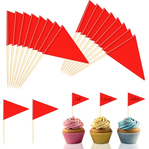 100 Stück Leere Zahnstocher Flaggen, Rot Cupcake Topper Flaggen, Mini Triangle Flaggenpicker, mit beschreibbarer Oberfläche, Zahnstocher Papierfähnchen, für Party Kuchen Buffet Käseplatte Cocktail Vor 100 Stück Leere Zahnstocher Flaggen, Rot Cupcake Topper Flaggen, Mini Triangle Flaggenpicker, mit beschreibbarer Oberfläche, Zahnstocher Papierfähnchen, für Party Kuchen Buffet Käseplatte Cocktail Vor von Notoke