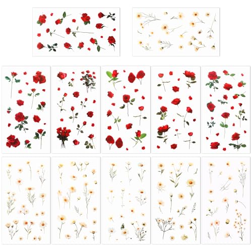 12 Sheets Transparent Scrapbooking Stickers blumen, Rose and Gänseblümchen Aufkleber PET Wasserdichte Aufkleber für Scrapbook, Fotoalbum, Wassertassen, Laptops und Skateboarding 12 Sheets Transparent Scrapbooking Stickers blumen, Rose and Gänseblümchen Aufkleber PET Wasserdichte Aufkleber für Scrapbook, Fotoalbum, Wassertassen, Laptops und Skateboarding von Notoke