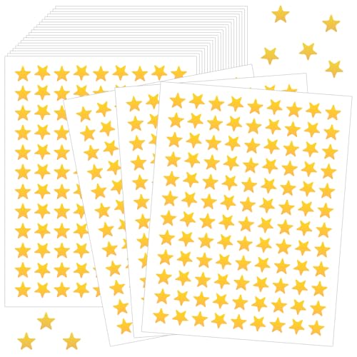 2160 Stück Goldene Sterne Aufkleber, 10 Bögen 0,7 mm Durchmesser Stern Sticker, Gold Glitzer Mini Sticker, für Lehrer, Studenten, Scrapbooking, DIY-Grußkarten (Golden) von Notoke