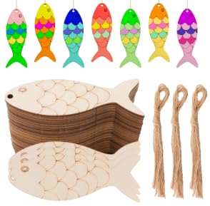 30 PCS Holz Fisch Dekor Ausschnitte, 10x3.5cm Fisch Holzfiguren zum DIY Bemalen - Bastelset für Tierdekoration, Wanddekoration, Kindermalen 30 PCS Holz Fisch Dekor Ausschnitte, 10x3.5cm Fisch Holzfiguren zum DIY Bemalen - Bastelset für Tierdekoration, Wanddekoration, Kindermalen von Notoke