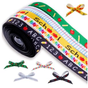 5PCS Schulstart Geschenkband, 5 Farben Dekorationsband mit Schulthema Muster für DIY Handwerk Projekt Party Dekoration Geschenke von Notoke