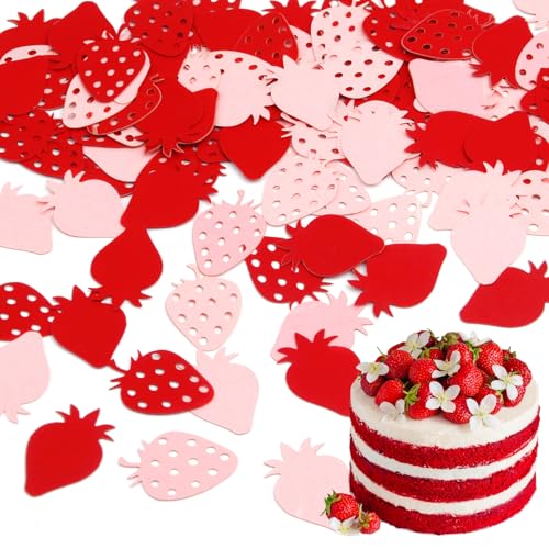 Erdbeer-Konfetti – Rote und rosa Erdbeerförmige Tischstreuung für Babyparty, Geburtstag, Hochzeit, Party-Dekorationen – Erdbeer-Mottoparty-Zubehör, 100 Stück Erdbeer-Konfetti – Rote und rosa Erdbeerförmige Tischstreuung für Babyparty, Geburtstag, Hochzeit, Party-Dekorationen – Erdbeer-Mottoparty-Zubehör, 100 Stück von Notoke