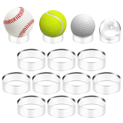 Notoke 10 Stück Transparenter Kugelständer aus Acryl - Aufbewahrung für Tennisbälle, Golfbälle, Kristallkugeln & Steinkugeln - Ballhalter für Arbeitszimmer, Kinderzimmer, Sportraum (Mittel) von Notoke
