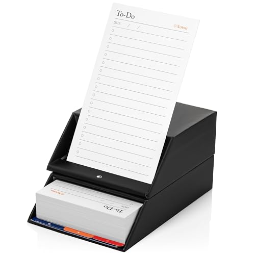 Notsu Centre Rise To-Do-Liste Kartenplaner Box Ständer Set | 50 faltbare To-Do vertikale Notizkarten 3 x 5, Produktivität Index Karten Organizer Tab Trennwände, Schreibtisch Kartenhalter Ständer von Notsu