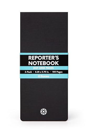 Notsu Dotted Reporter's Notebooks 2-Pack | Black Pocket Spiral Reporter Notepads for Journalist, Police, Detective, Field Note Taking | 100 Pages of 120 gsm Thick Paper, 3.75" x 8.25" von Notsu