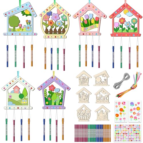 12tlg Vogelhaus Windspiele Bastelset Kinder Vogelhaus Bausatz Kinder Holz Klangspiele Set Holz Windspiel Bastelset Kindergeburtstag für Kinder Holz Windspiel Bastelset für Jungen Mädchen 12tlg Vogelhaus Windspiele Bastelset Kinder Vogelhaus Bausatz Kinder Holz Klangspiele Set Holz Windspiel Bastelset Kindergeburtstag für Kinder Holz Windspiel Bastelset für Jungen Mädchen von Nourdom