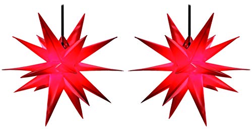 2x Dekostern Rot 18 Zack Kunststoffstern Leuchtender Stern Innen + Außen Weihnachtsdekoration von Novadeco