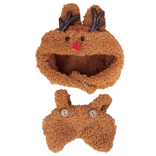 Novadex Kleidung für 17 cm große Puppen, kompatibel mit Labubu, niedliches Hoodie-Outfit mit Zubehör für Sammler (Rentier) von Novadex