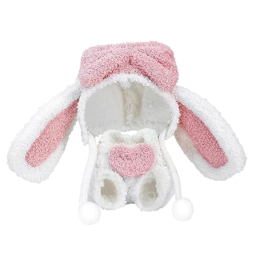 Novadex Kleidung für 17 cm große Puppen, kompatibel mit Labubu, niedliches Hoodie-Outfit mit Zubehör für Sammler (Schneehase) von Novadex