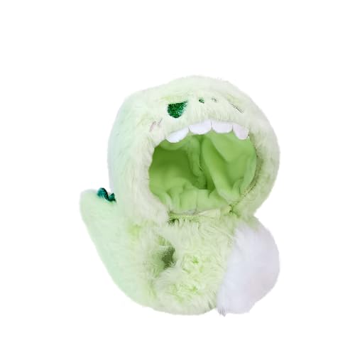 Novadex Kleidung für 17 cm große Puppen, kompatibel mit Labubu, süßes Hoodie-Outfit mit Zubehör für Sammler (grüner Dinosaurier) von Novadex