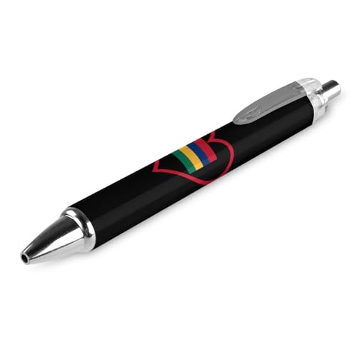 Novaj I Love Mauritius Kugelschreiber mit rotem Herz, einziehbar, hübscher Journaling-Stift, Kugelschreiber, Arbeitsstift, Büro-Stifte für Männer und Frauen, Bürobedarf, 1 Stück von Novaj